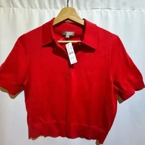 J. Crew short-sleeve sweater-polo in premium ultra-fine cotton small